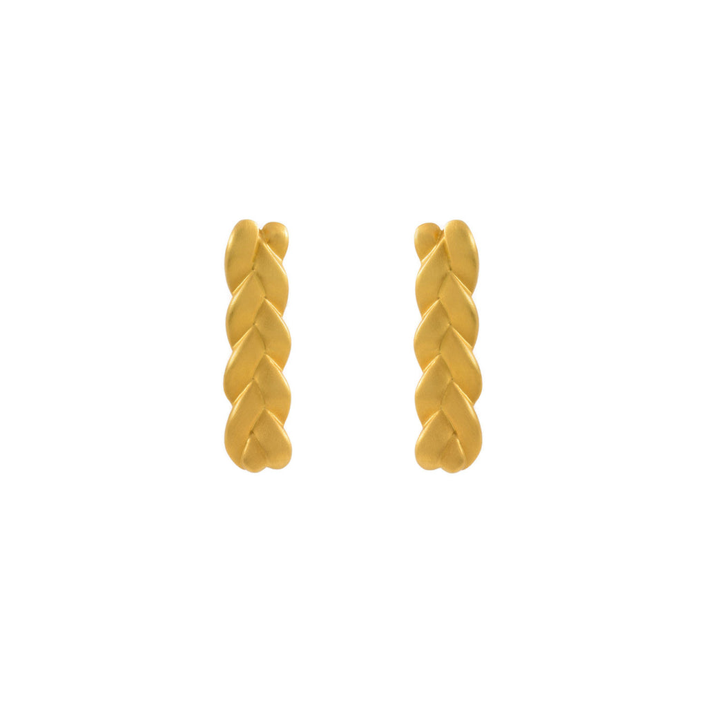 Classic Plait Earrings in 18K Yellow Gold Matte