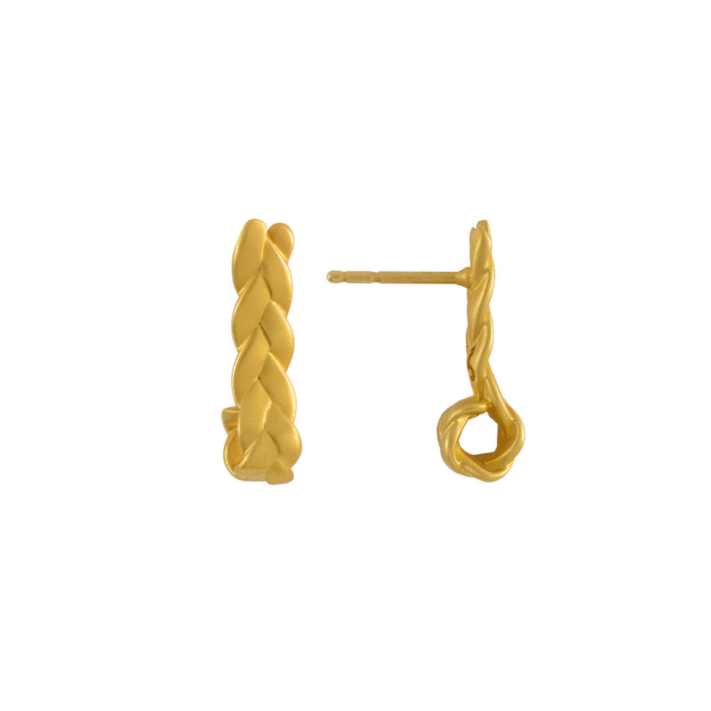 Drop Plait Earrings in 18K Yellow Gold Satin Polish