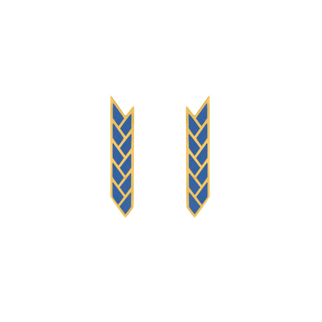 Osiris Stix Earrings 18K Gold in Lapis Enamel