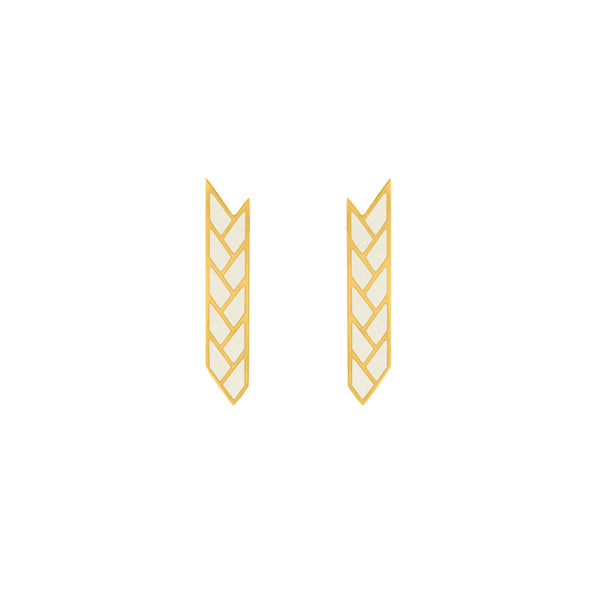 Osiris Stix 18K Gold Earrings in White Enamel