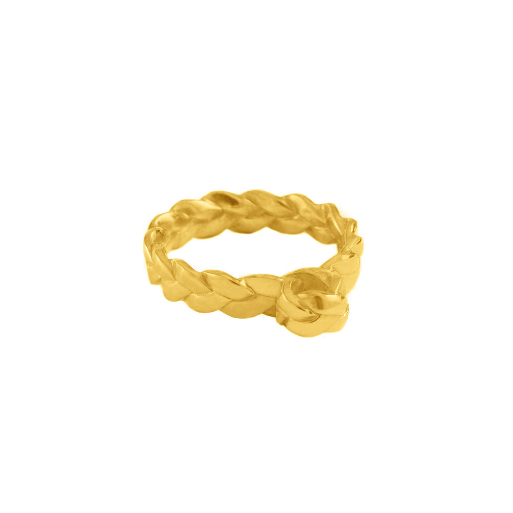 Drop Plait Ring in 18K Yellow Gold Satin Polish