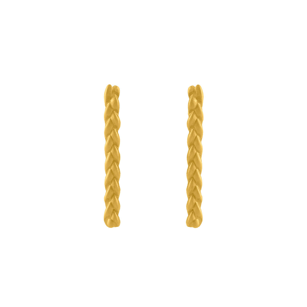 Classic Plait Stix Earrings in 18K Yellow Gold Matte