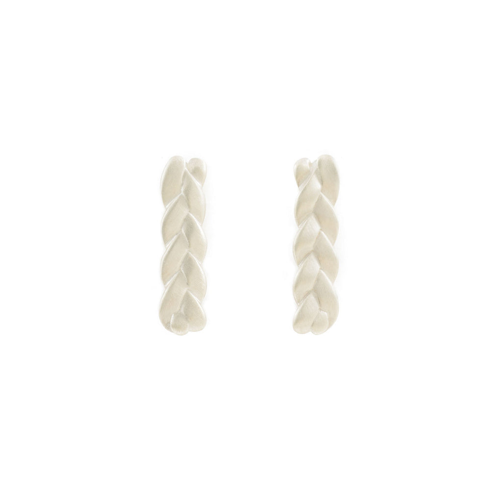 Classic Plait Earrings in Sterling Silver Matte