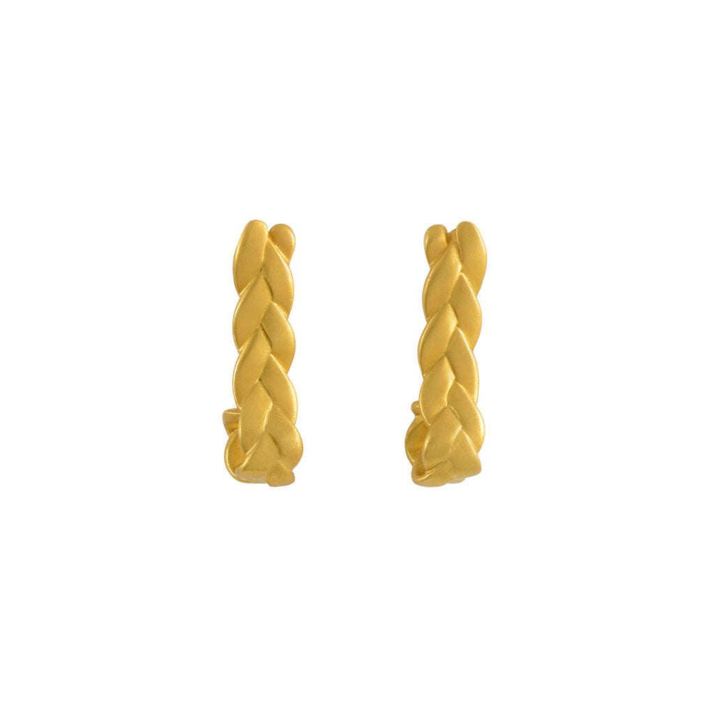 Drop Plait Earrings in 18K Yellow Gold Matte