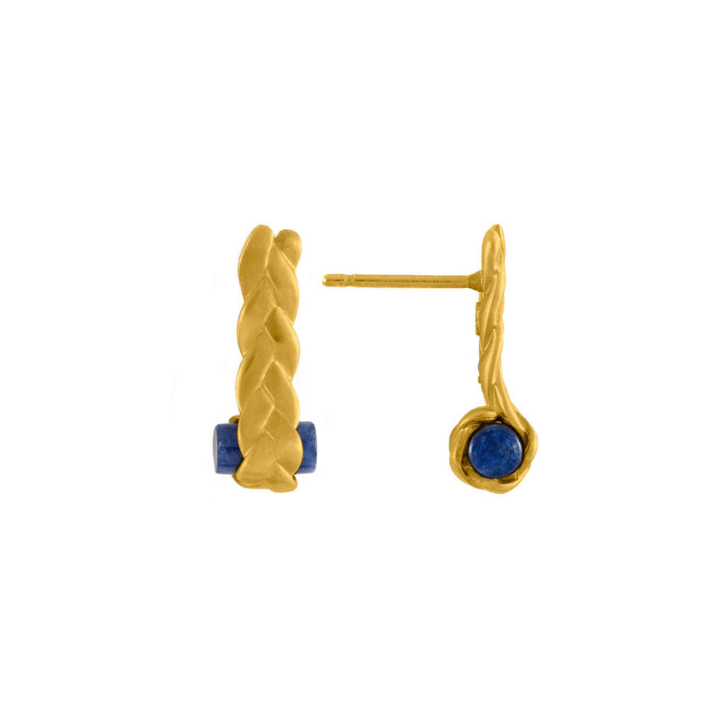 Drop Plait Earrings with Sodalite Detail