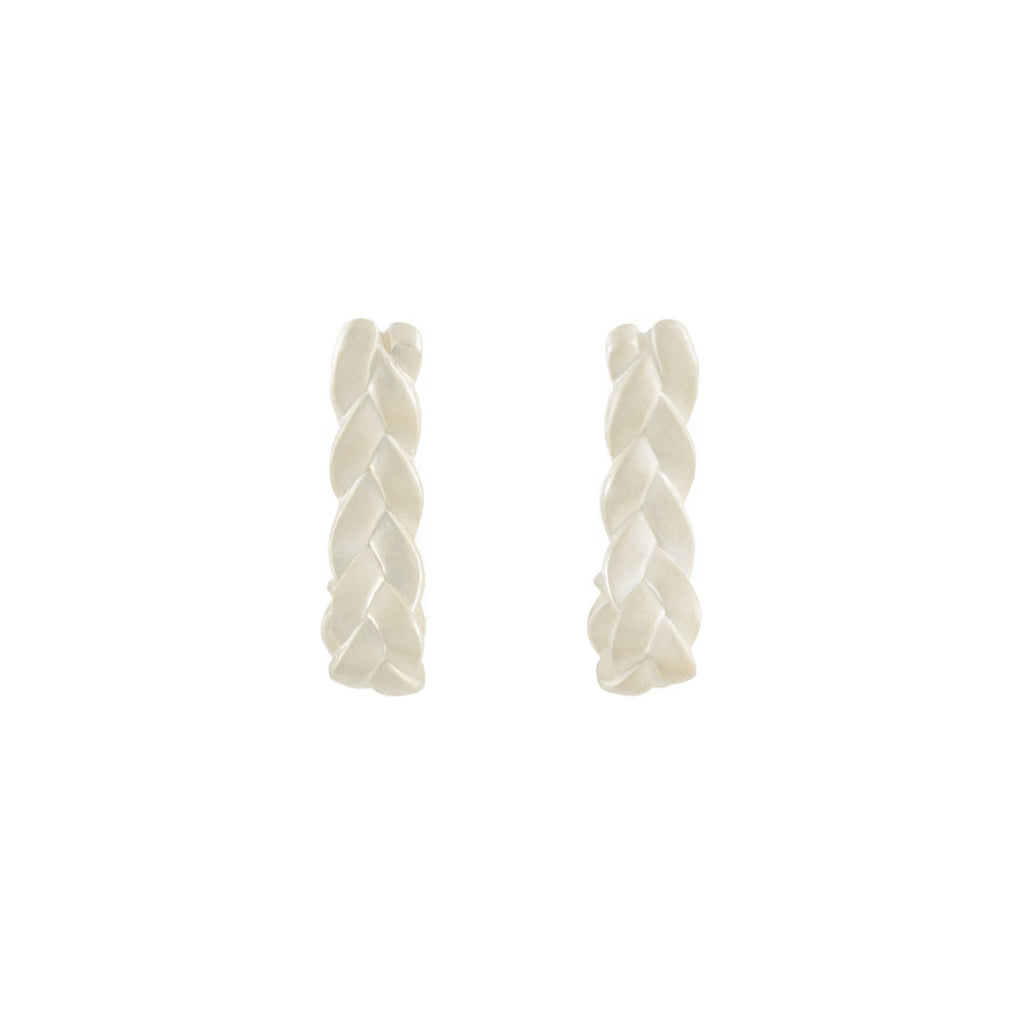Drop Plait Earrings in Sterling Silver Matte