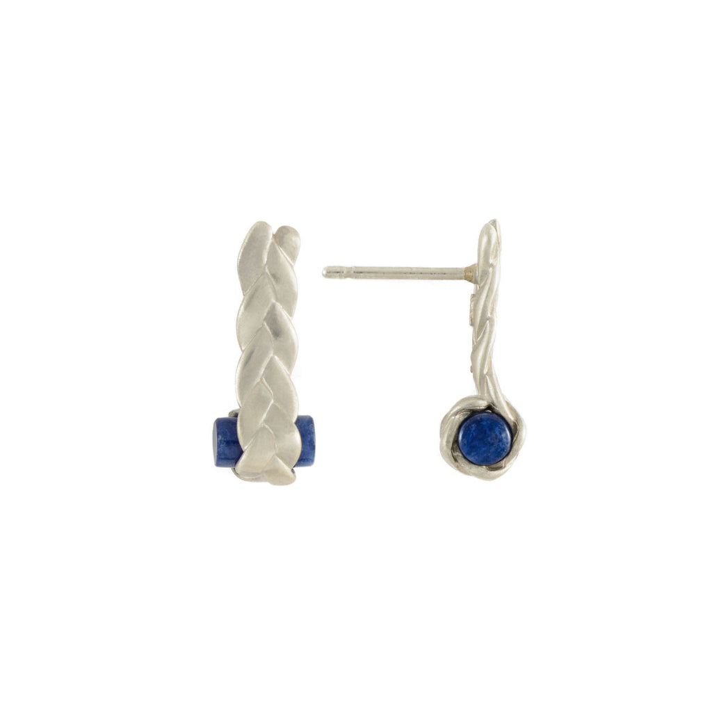 Drop Plait Earrings with Sodalite Detail