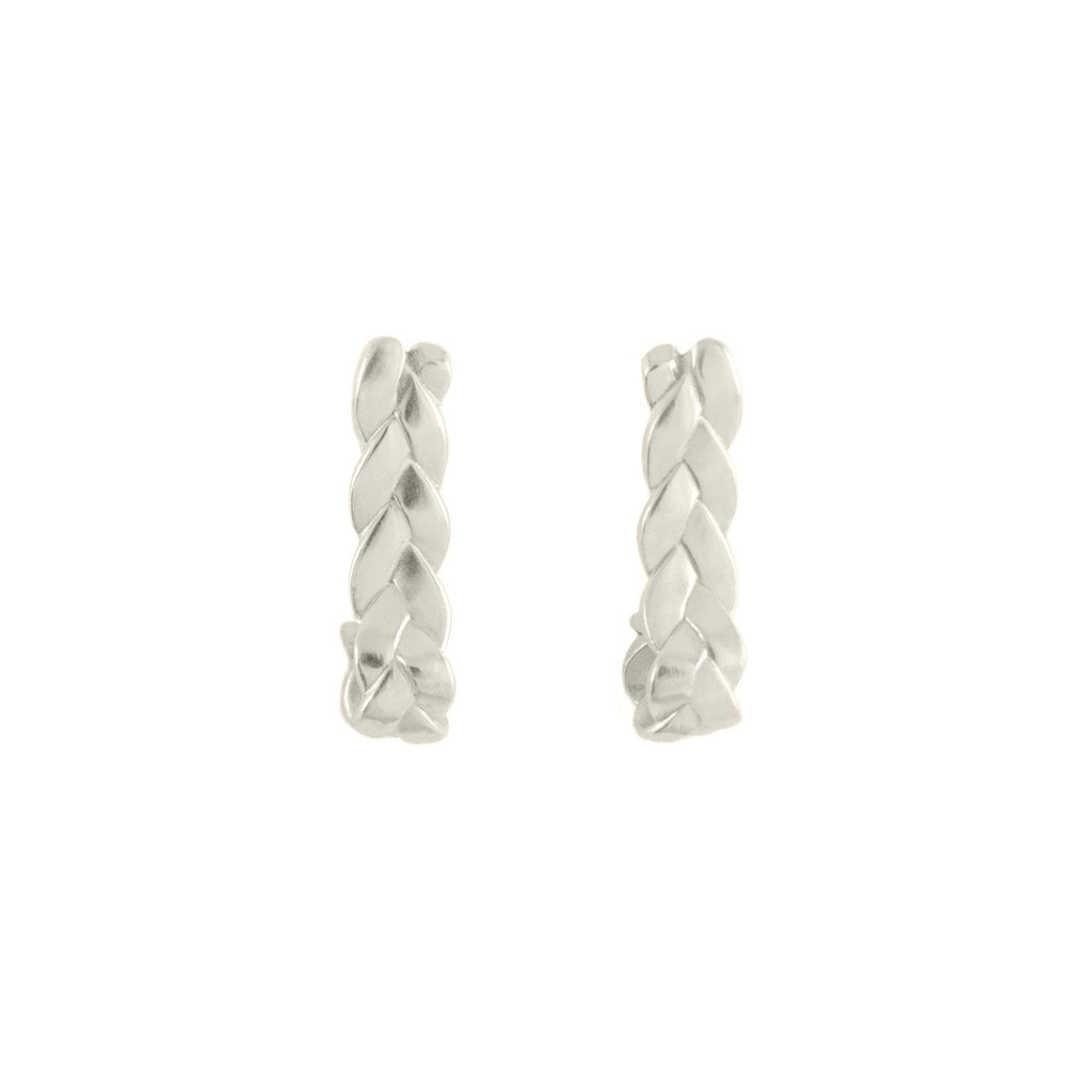 Drop Plait Earrings in Sterling Silver Satin Polish