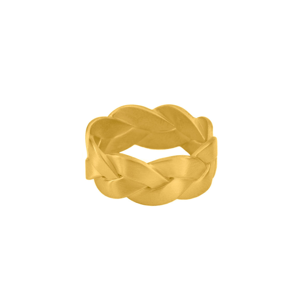 Ampio Plait Ring in 18K Yellow Gold Matte, 18K gold braided ring 