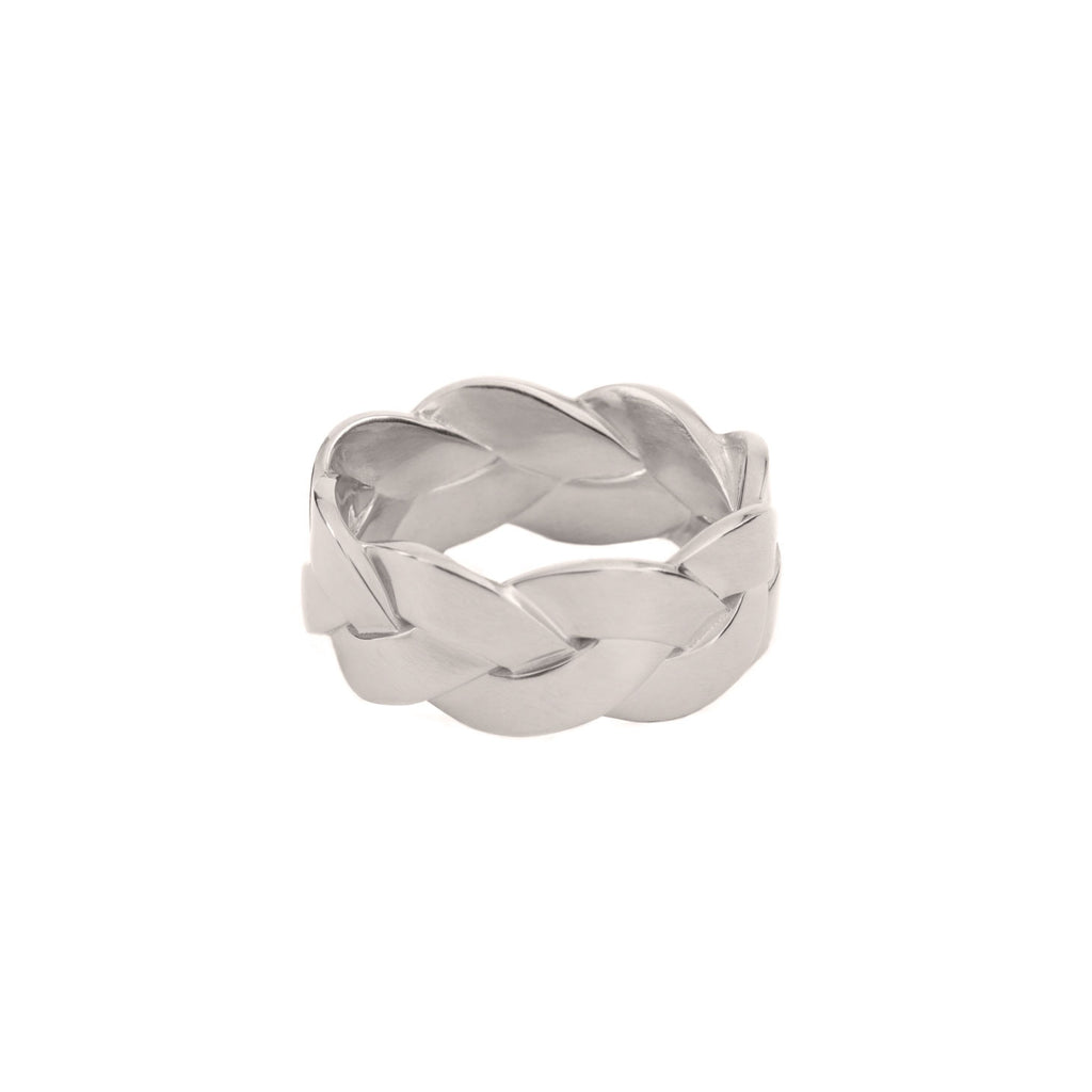 Ampio Plait Ring in Platinum Satin Polish