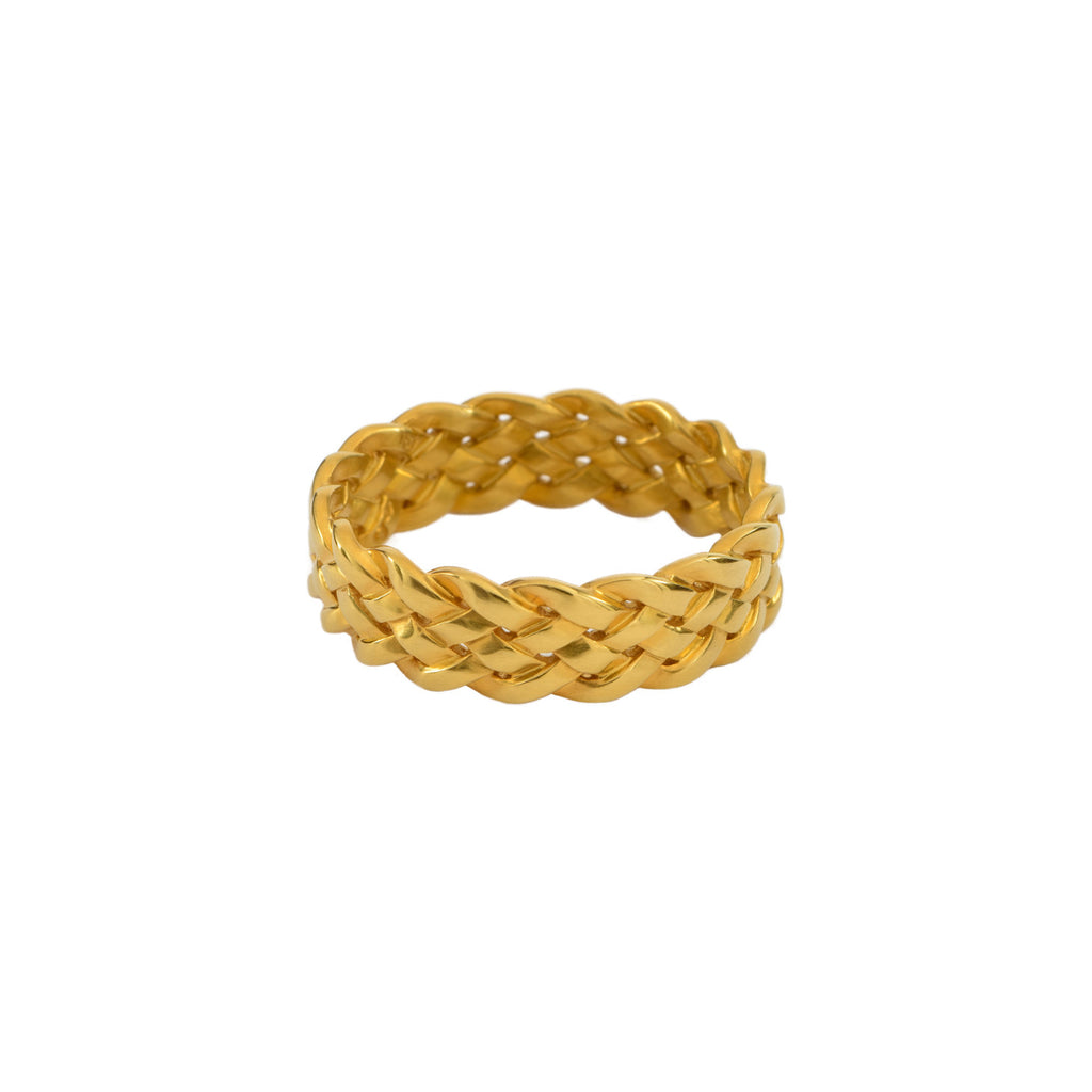 Cinque Plait Ring in 18K Yellow Gold Satin Polish