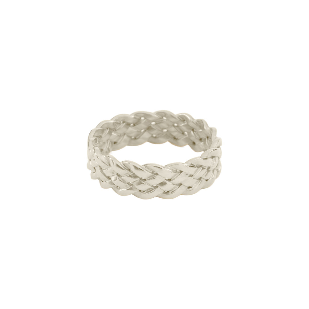 Cinque Plait Ring in Sterling Silver Satin Polish