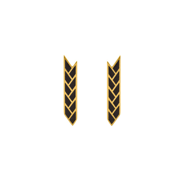 Osiris Stix Earrings in 18K Gold in Black