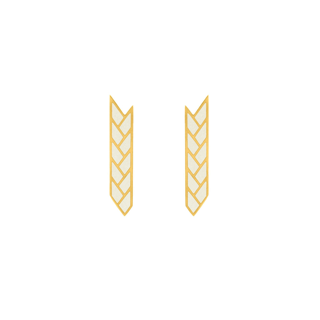 Osiris Stix 18K Gold Earrings in White Enamel