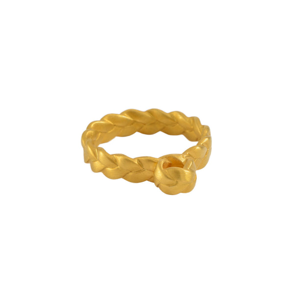 Drop Plait Ring in 18K Yellow Gold Matte