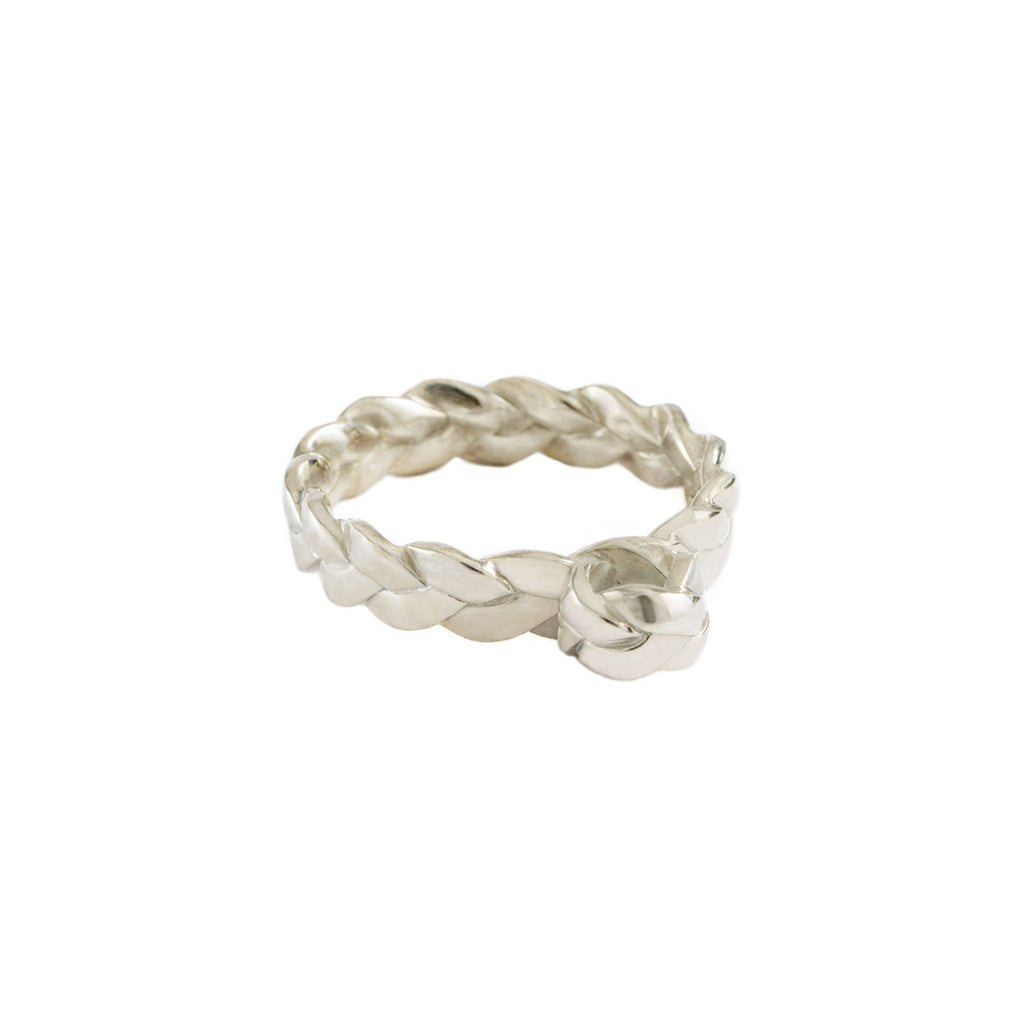 Drop Plait Ring in Sterling Silver Satin Polish