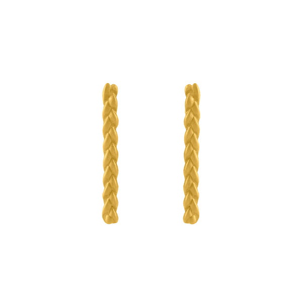 Classic Plait Stix Earrings in 18K Yellow Gold Matte