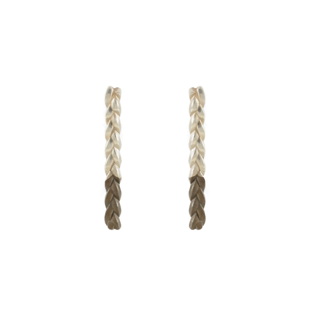 Classic Plait Stix Earrings in Sterling Silver Black Patina Dip