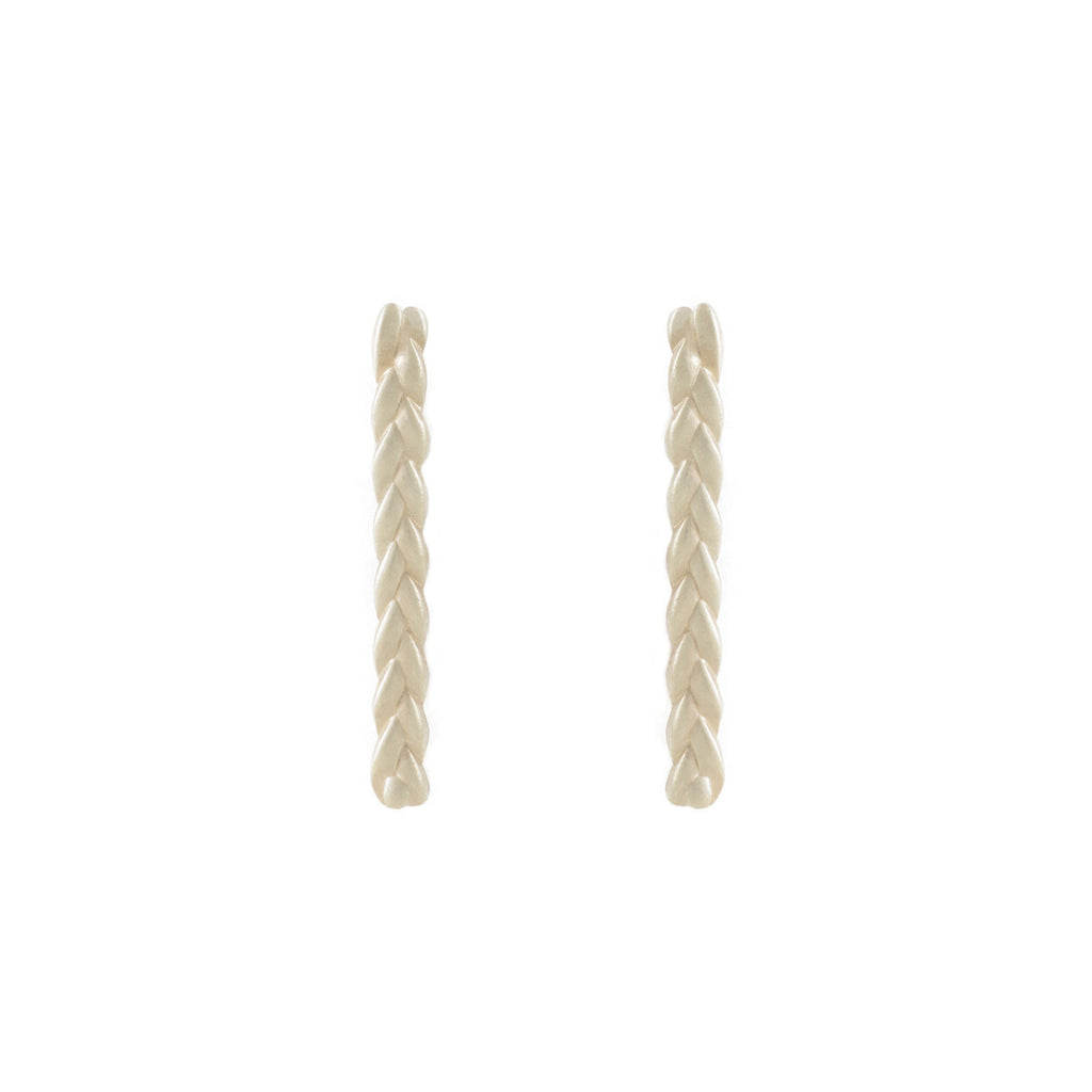 Classic Plait Stix Earrings in Sterling Silver Matte