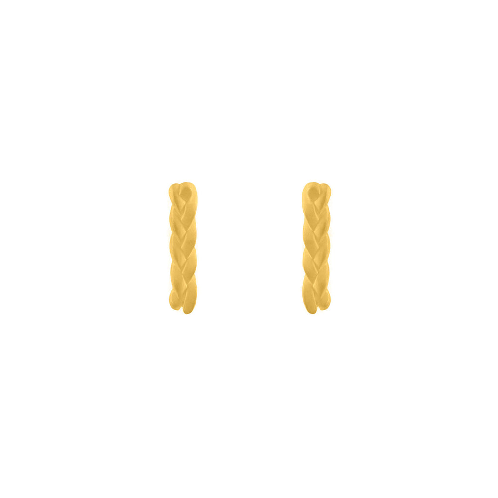 Plait Nugget Stud Earrings in 18K Yellow Gold Matte