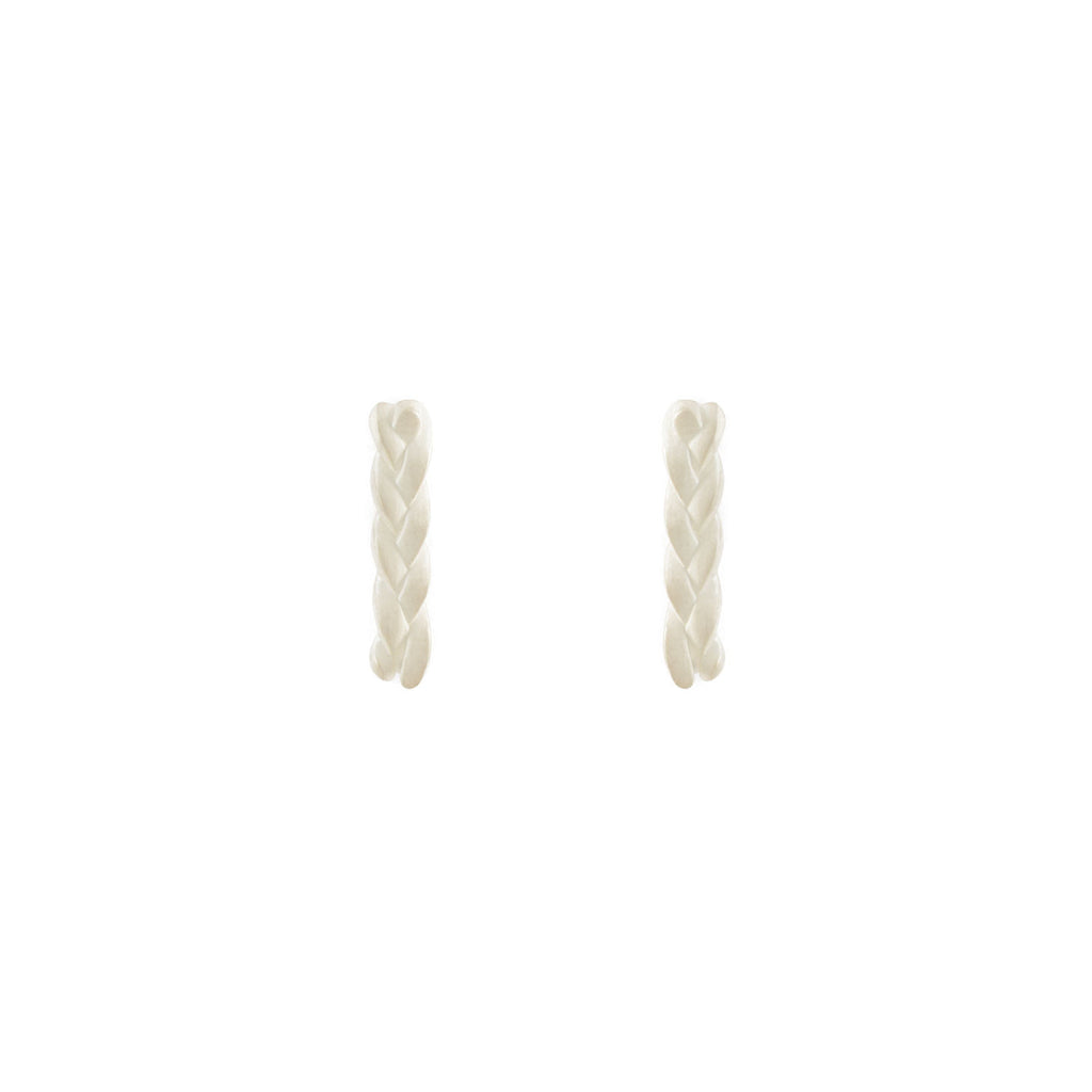 Plait Nugget Stud Earrings in Sterling Silver Matte