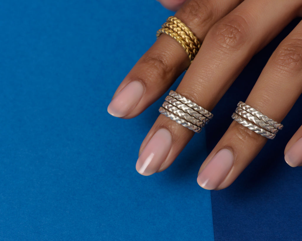 Stacked Sottile Plait rings