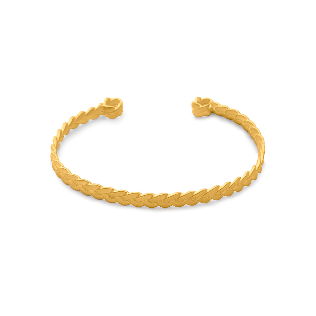 18K gold Classic Plait Cuff in matte finish detail