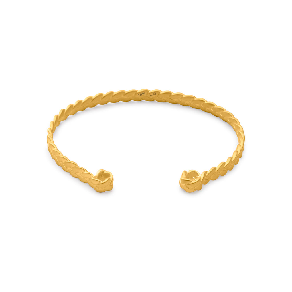 18K Gold Classic Plait Cuff in Matte Finish