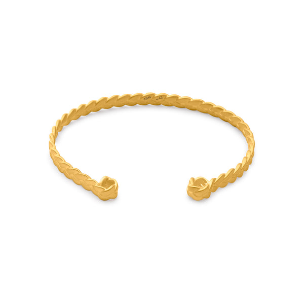 18K Gold Classic Plait Cuff in Matte Finish
