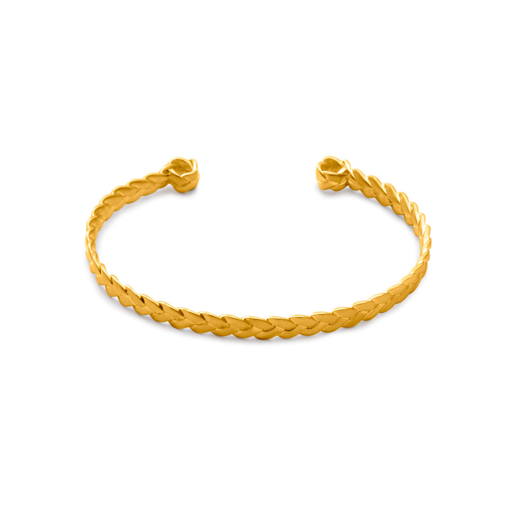 18K gold Classic Plait Cuff in satin polish detail