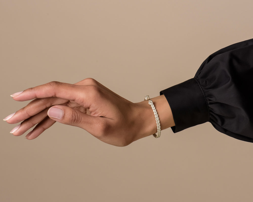Sterling Silver Classic Plait Cuff Detail