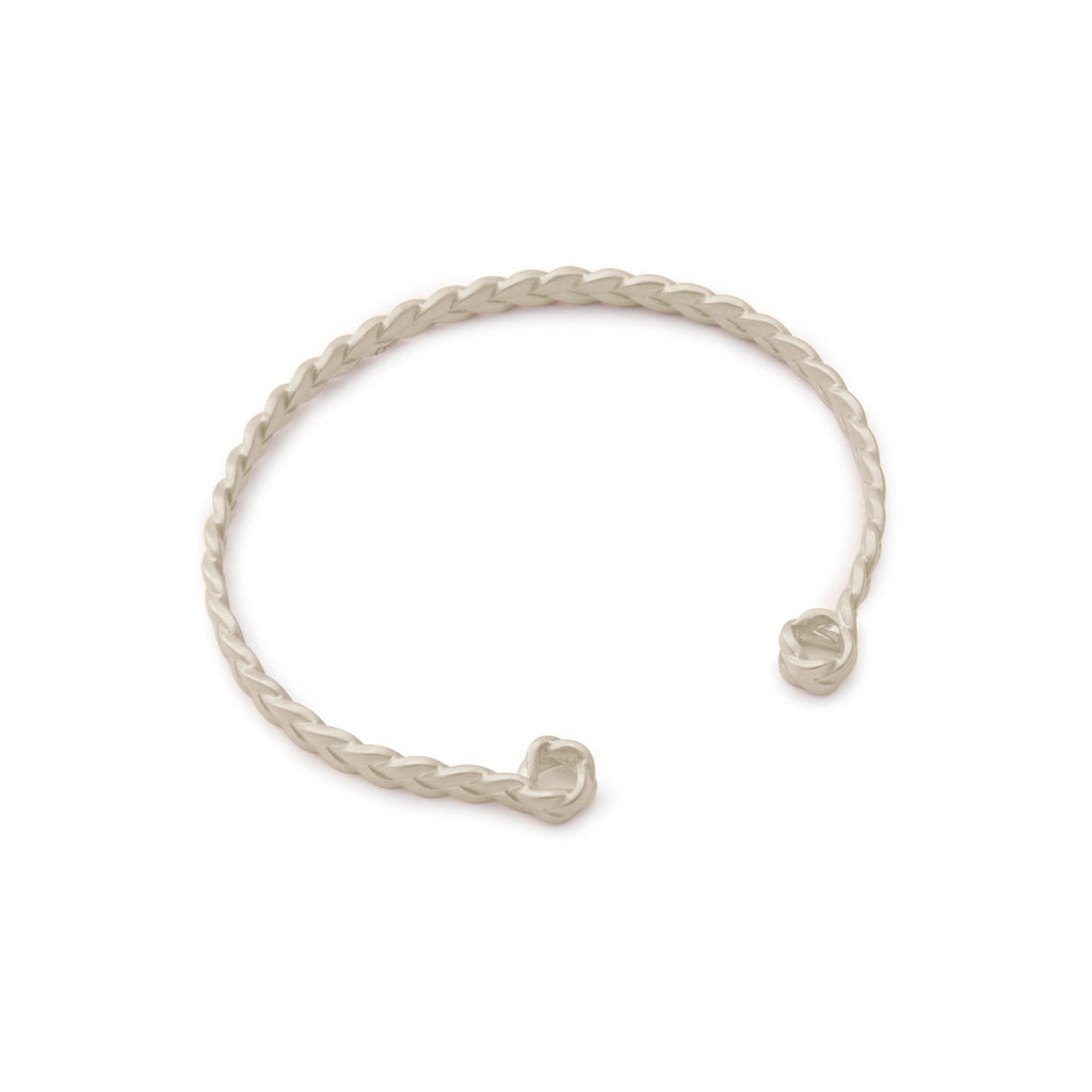 Sterling Silver Classic Plait Cuff in matte finish detail
