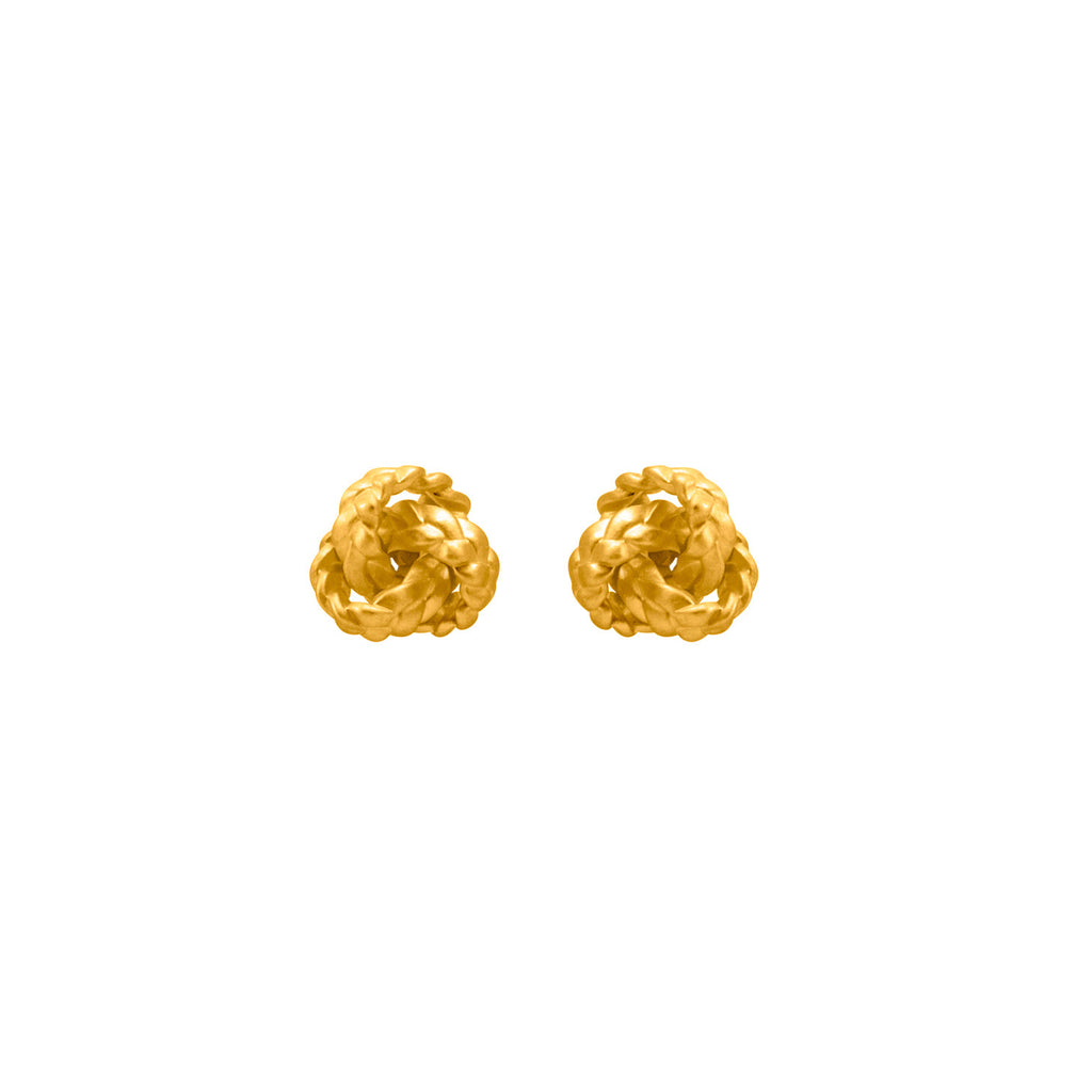Braided Knot Earrings in 18K satin polished gold