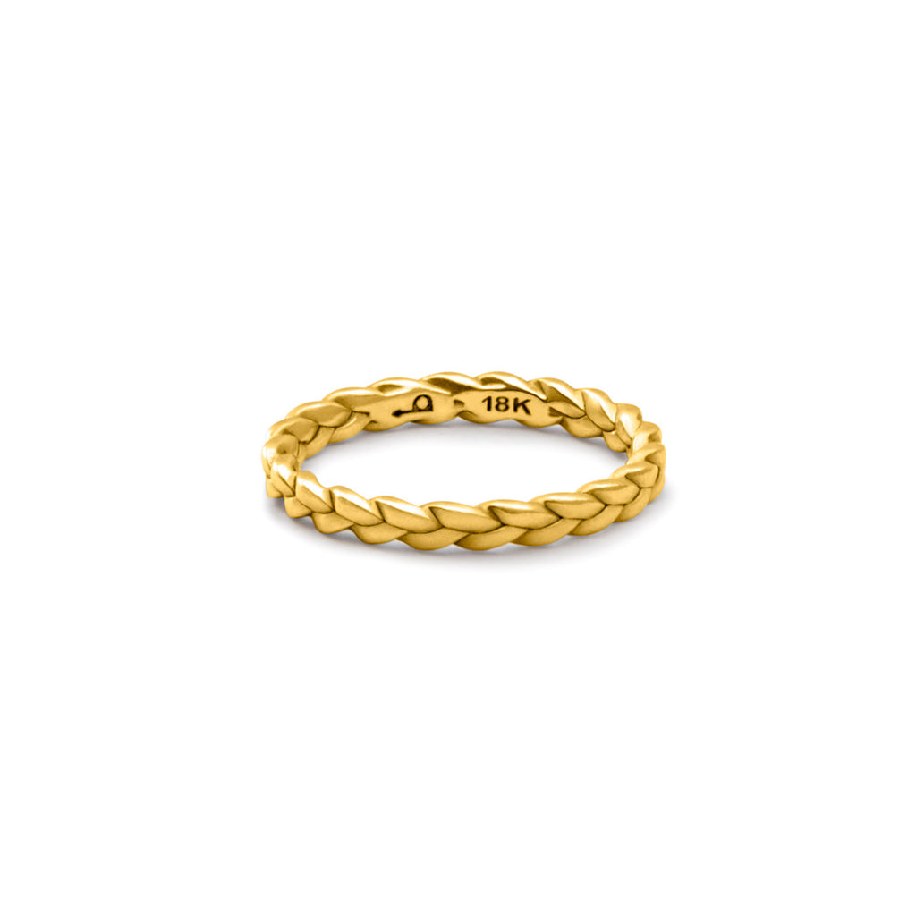 Sottile Plait Ring in satin polished 18k gold
