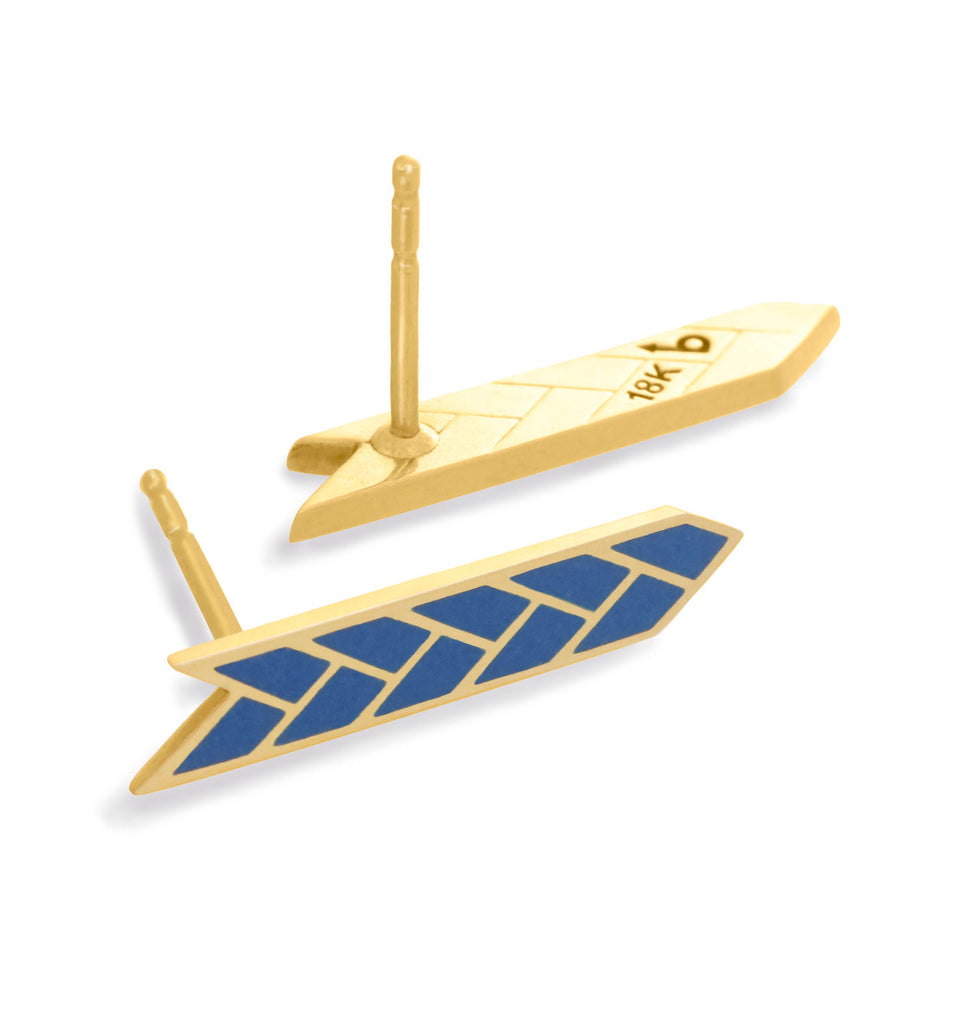 Osiris Stix Earrings 18K Gold in Lapis Enamel Detail