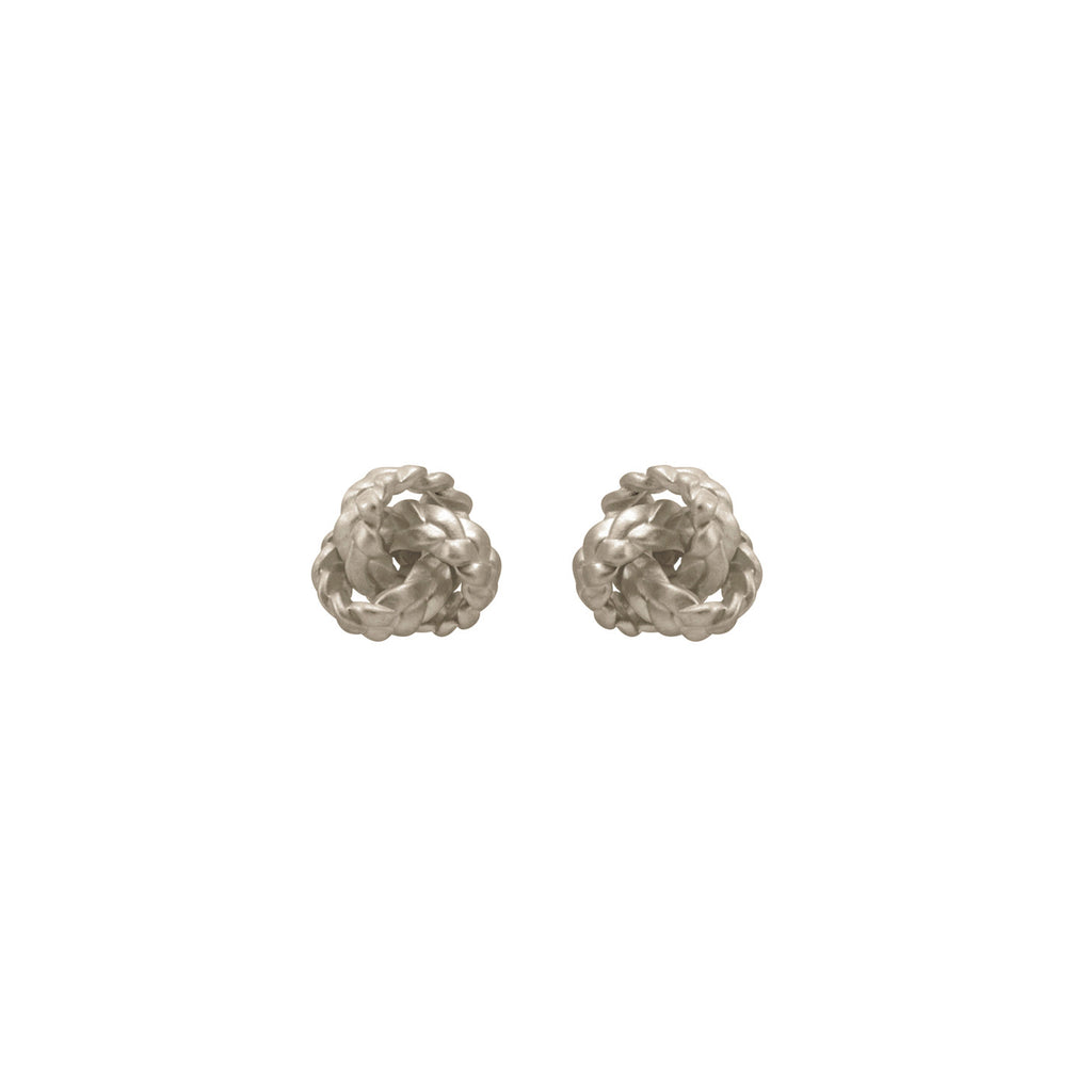 Braided Knot Earrings in satin polish sterling silver